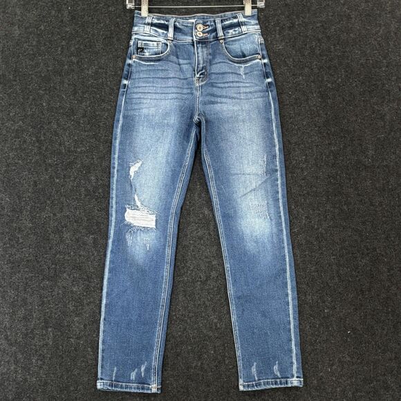 KanCan Jeans Women's 1/24 Blue High Rise Skinny Distressed Stretch Denim KC9253D - Picture 1 of 12